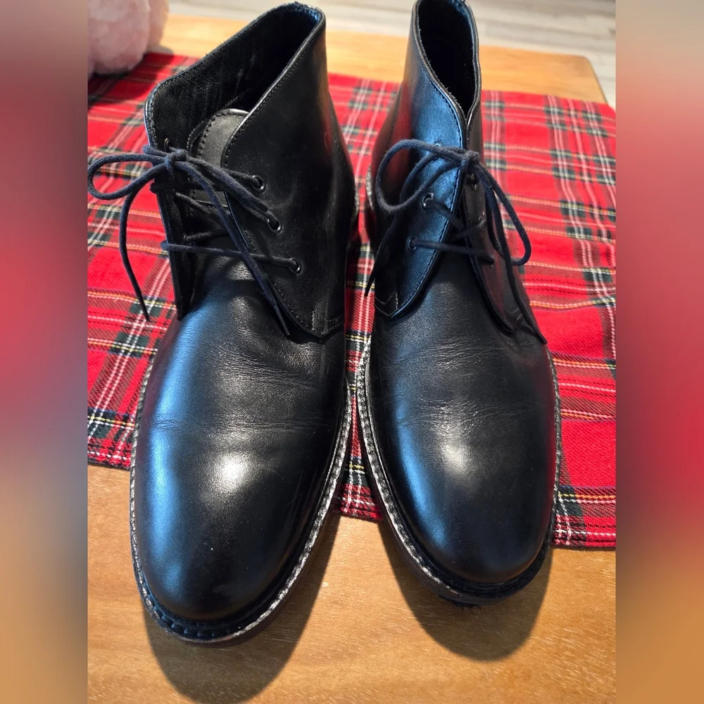 ALFANI MEN'S LOMBARD BLACK LEATHER CHUKKA BOOTS SIZE 9.5